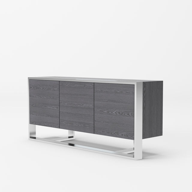 Modrest Fauna Modern Elm Grey & Stainless Steel Buffet