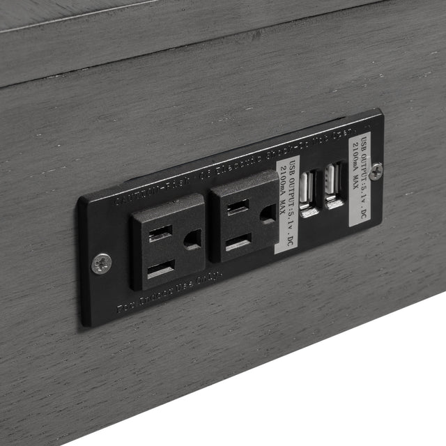 TOPMAX 4-Piece Counter Height Table Set with Socket and Fabric Padded Stools, Gray