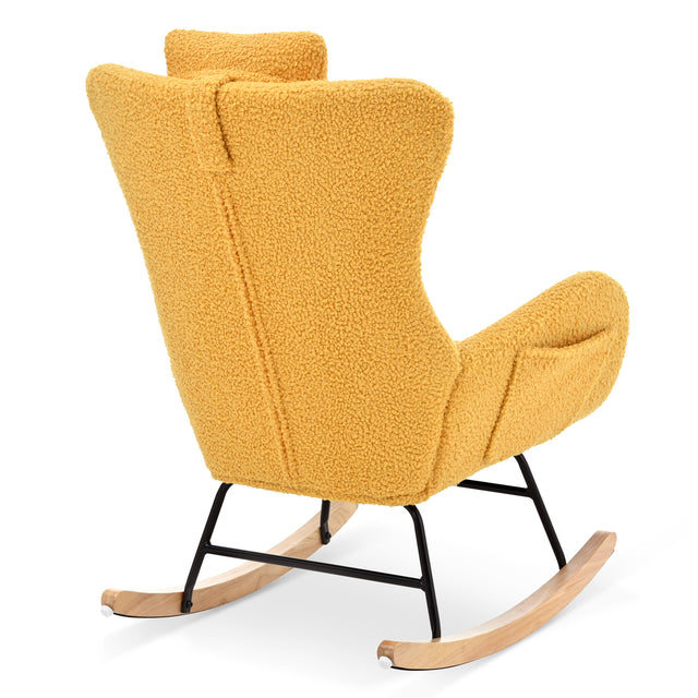 Rocking Chair - with rubber leg and cashmere fabric, suitable for living room and bedroom