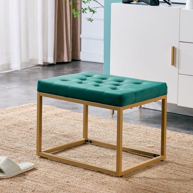 Velvet Shoe Changing Stool,Dark Green Footstool, Square Vanity Chair, Sofa stool,Makup Stool .Vanity Seat ,Rest stool. Piano Bench .Suitable for Clothes Shop,Living room, porch, fitting room Bedroom