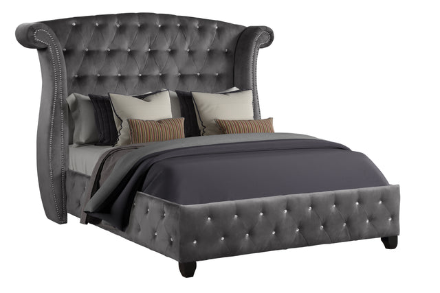Sophia Queen 6 Pc Vanity Upholstery Bedroom Set Made With Wood in Gray
