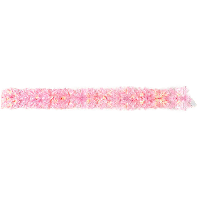 Pre-lit Artificial Christmas 2-Piece Set, Xmas Tree 5FT Pink Christmas Tree with 6 feet Garland X-mas