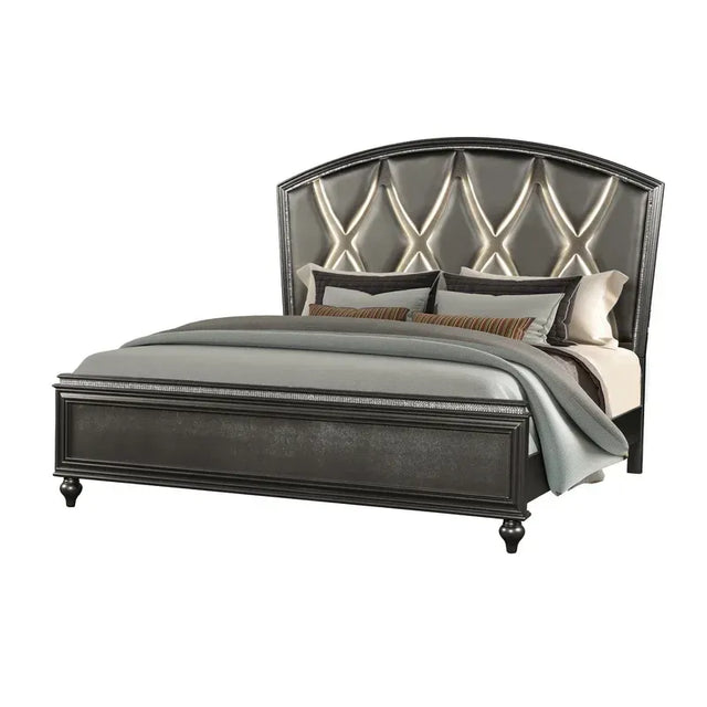 Ginger King 5 Pc LED Bedroom set made with wood in Copper