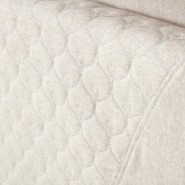 King Size Bed Frame, Modern Upholstered Platform Bed Frame with LED Lights and Height Adjustable Headboard, No Box Spring Needed/Easy Assembly/Pack in 1-Box/Noise-Free (Off white, King)