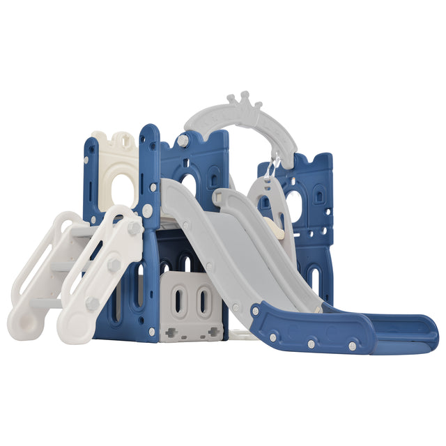 Toddler Slide and Swing Set 5 in 1, Kids Playground Climber Slide Playset with Basketball Hoop Freestanding Combination for Babies Indoor & Outdoor