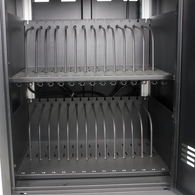 Mobile Charging Cart and Cabinet for Tablets Laptops 30-Device With Combination Lock(Black))