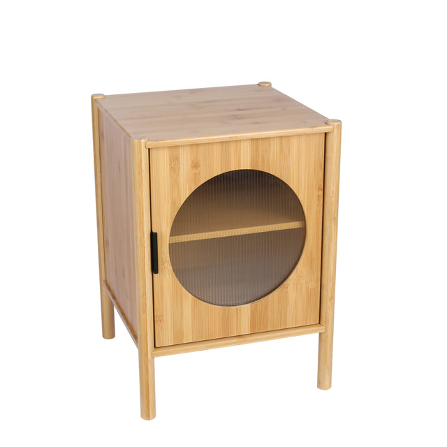 1 Door nightstand,Bamboo Mid Century Modern Nightstand,Bedside Table Accent End Table Side Table for Bedroom, Living Room, Natural