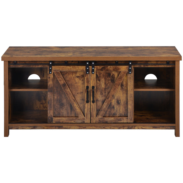 TV Stand,Barn door modern &farmhousewood entertainment center, Console for Media,removable door panel & living room with for tvs up to 60'',BARNWOOD/BLACK