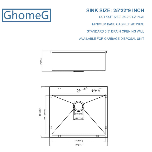 Drop In Kitchen Sink - 25x22 Kitchen Sink Drop In Topmount Workstation 18 Gauge Stainless Steel
