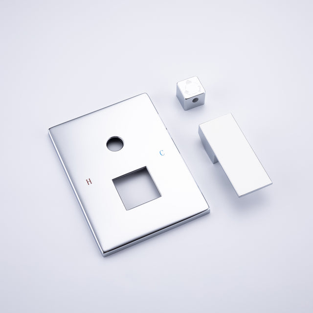 Rainfall 10 inch Shower System Bathroom Luxury Rain Mixer Silver Shower Combo Set Wall Mounted Shower Head Systems with High Pressure Head Hand Held Square Shower Head Polished Chrome Rough-in Valve