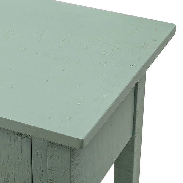 TREXM Rustic Brushed Texture Entryway Table Console Table with Drawers and Bottom Shelf for Living Room (Tiffany Blue)