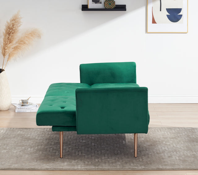 Green Folding Living Room Sofa Bed with Midfoot Including Two Pillows