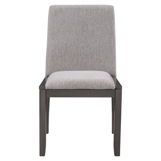 TOPMAX 5-Piece Dining Set, Wood Rectangular Table with 4 Linen Fabric Chairs, Gray