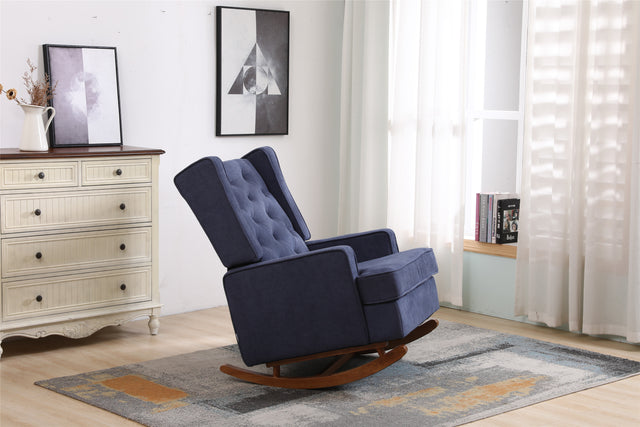 COOLMORE living room Comfortable rocking chair accent chair Navy fabric