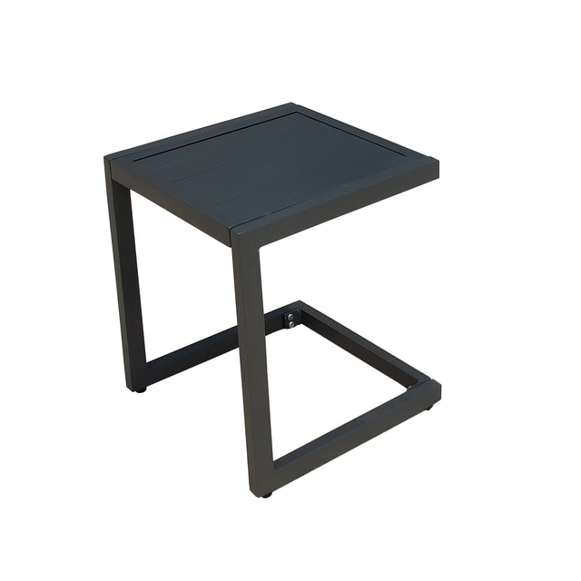 Outdoor 3-Pcs Set Chaise Lounge Chairs With Table,Five-Position Adjustable Aluminum Recliners Set,All Weather For Patio,Beach,Yard, Pool(Grey Frame/Dark Gray Fabric)