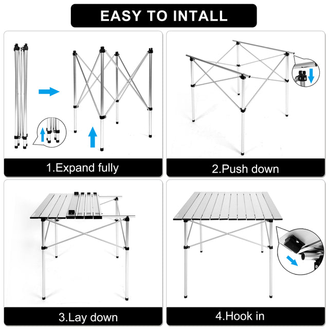 YSSOA Lightweight Folding Camping Table with Carry Bag︱Ultra-Compact Aluminum Table for Picnic, Beach, Traveling, Backyards, BBQ (Color: White)