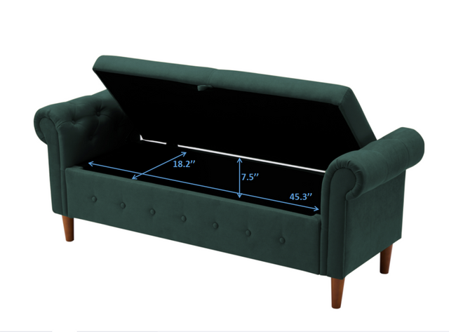 Olive Green Multifunctional Storage Rectangular Sofa Stool