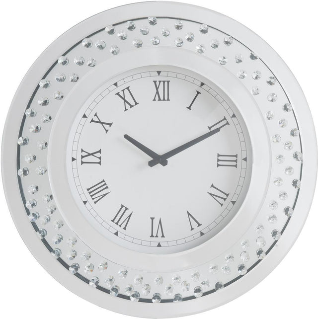 ACME Nysa Wall Clock in Mirrored & Faux Crystals 97045