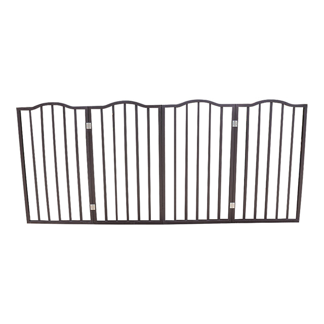 Pet Gate - Dog Gate for Doorways, Stairs or House - Freestanding, Folding, brown, Arc Wooden