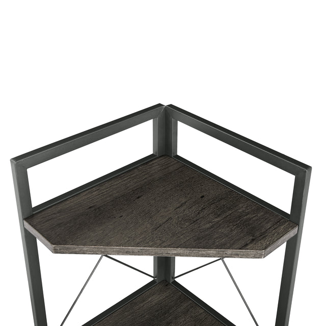 JHX Corner Shelf 5-Tier with Storage,Corner cabinet Bookshelf Stand Storage Rack(Dark Grey)