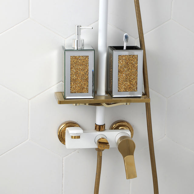 Ambrose Exquisite 2 Piece Square Soap Dispenser and Toothbrush Holder