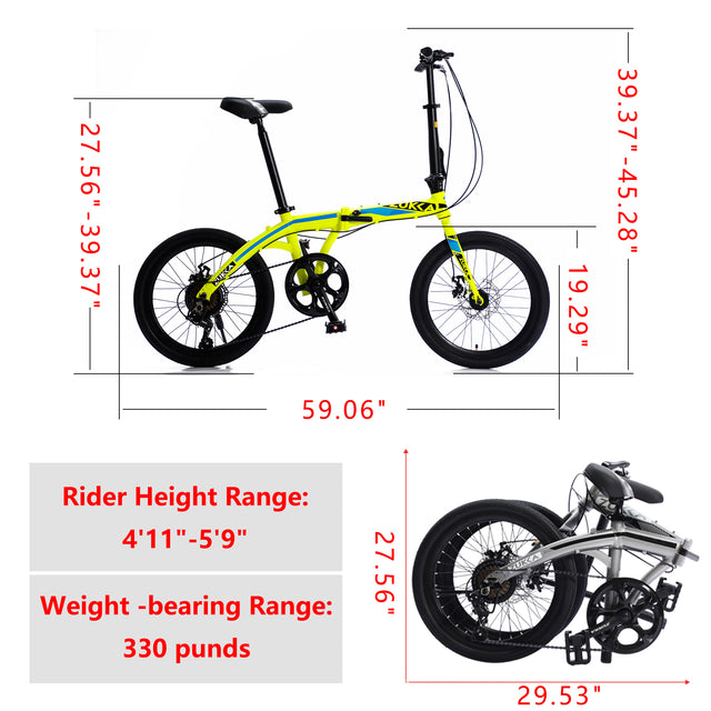 20“folding city bike aluminum frame 8 speed shimano folding bike