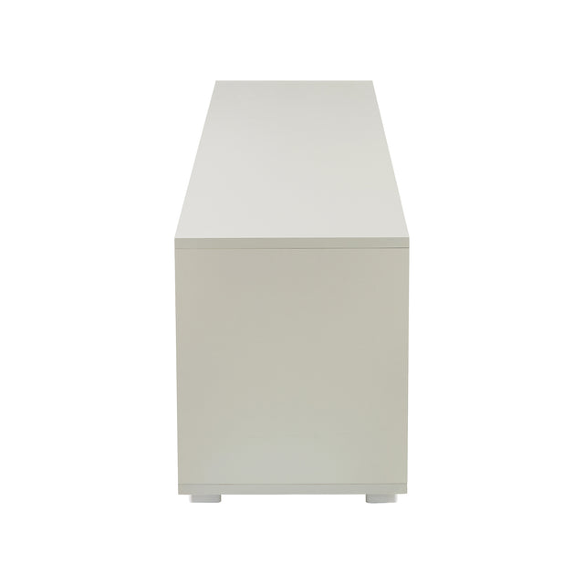 20 minutes quick assemble WHITE+GRAY morden TV Stand with LED Lights,high glossy front TV Cabinet,can be assembled in Lounge Room, Living Room or Bedroom,color:WHITE+Dark Grey