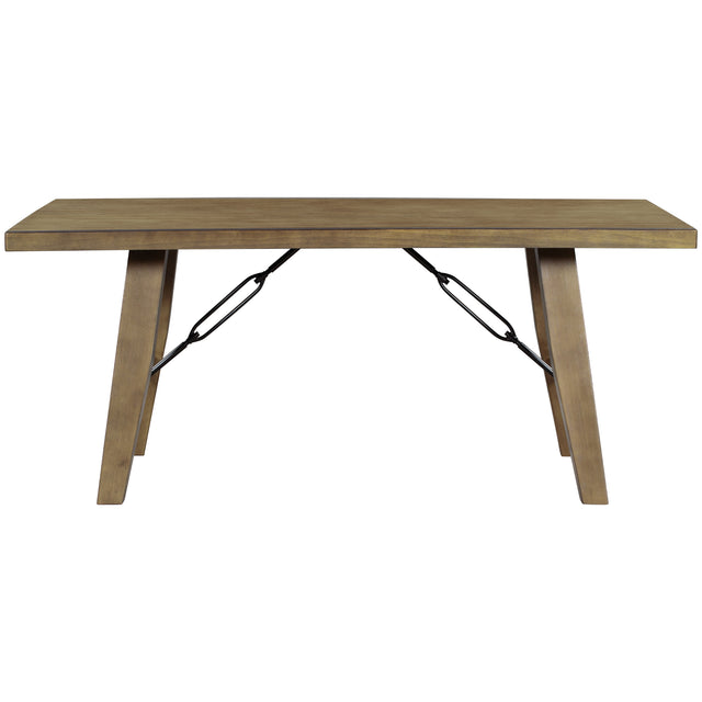 TREXM Industrial Style 72" Wooden Rectangular Table with Chain Bracket ( Natural Walnut)