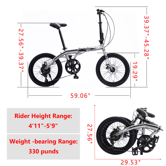 20“folding city bike aluminum frame 8 speed shimano folding bike