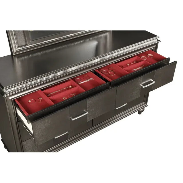 Ginger Queen 4Pc LED Bedroom set made with wood in Copper