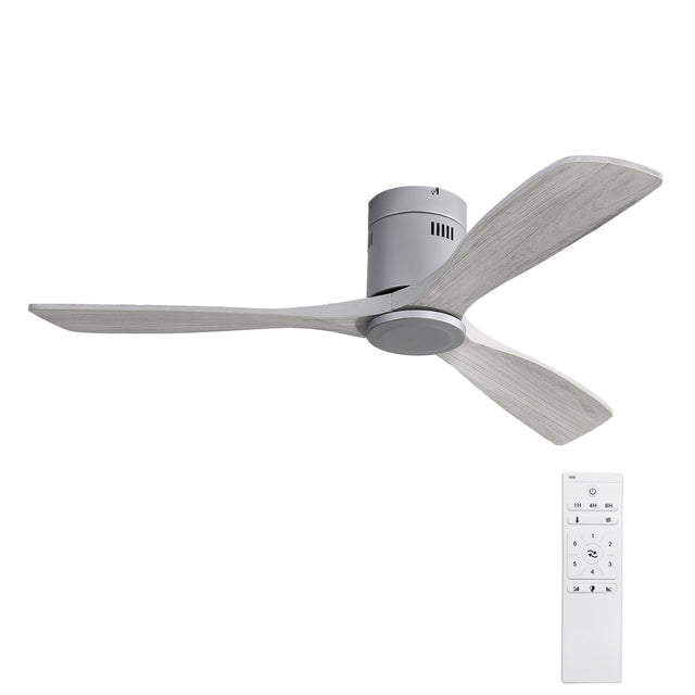 Low Profile Ceiling Fan DC 3 Carved Wood Fan Blade Noiseless Reversible Motor Remote Control Without Light