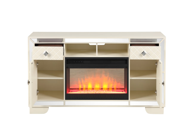Madison TV Stand With Electric Fireplace in Beige