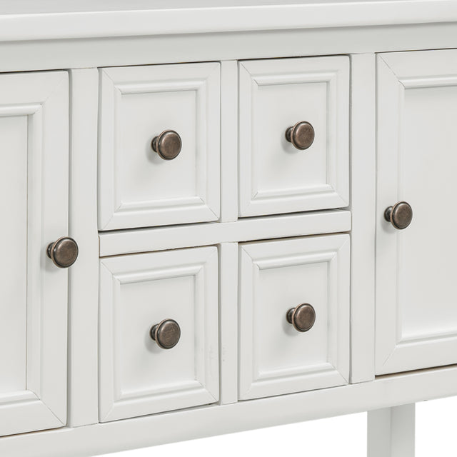 TREXM Cambridge Series Buffet Sideboard Console Table with Bottom Shelf (White)