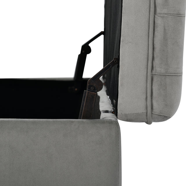 U-stye Upholstered Flip Top Storage Bench with Button Tufted Top