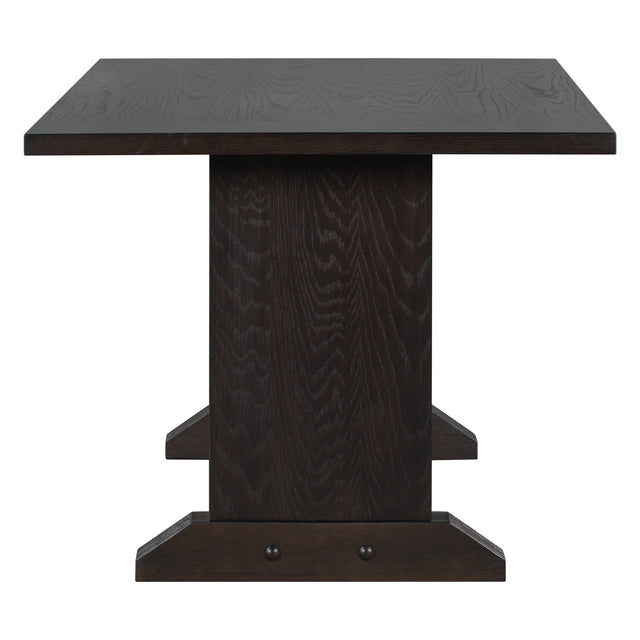 TREXM Farmhouse Wood Dining Table with Iron Pipes for 6 Person for Kitchen Dining Room (Espresso)