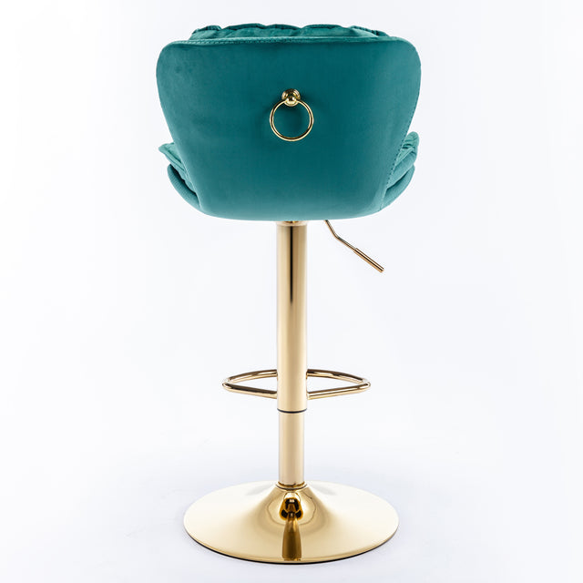 A&A Furniture,Swivel Bar Stools Set of 2, Velvet Counter Height Adjustable Barstools, Dining Bar Chairs Upholstered Modern Bar Stool for Kitchen Island, Cafe, Bar Counter, Dining Room(Green)