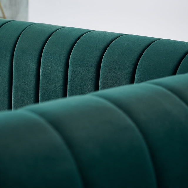 Modern velvet sofa green color