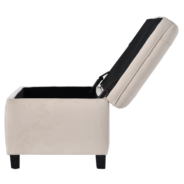 U-stye Upholstered Flip Top Storage Bench with Button Tufted Top