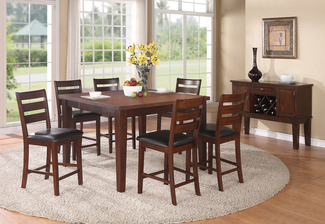 Sara Ladder Back Dining Height Chairs in Brown, Set of 2