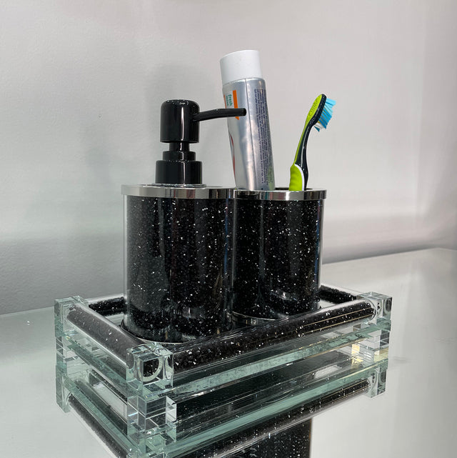 Ambrose Exquisite 3 Piece Soap Dispenser and Toothbrush Holder with Tray