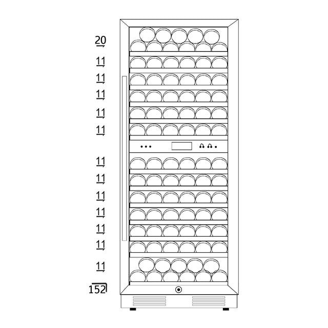 SOTOLA 24 inch Dual Zone Wine Cooler Refrigerator, 152 Bottle Large Capacity Fast Cooling Low Noise, Frost Free Wine Fridge with Digital Temperature Control, Freestanding or Built-in