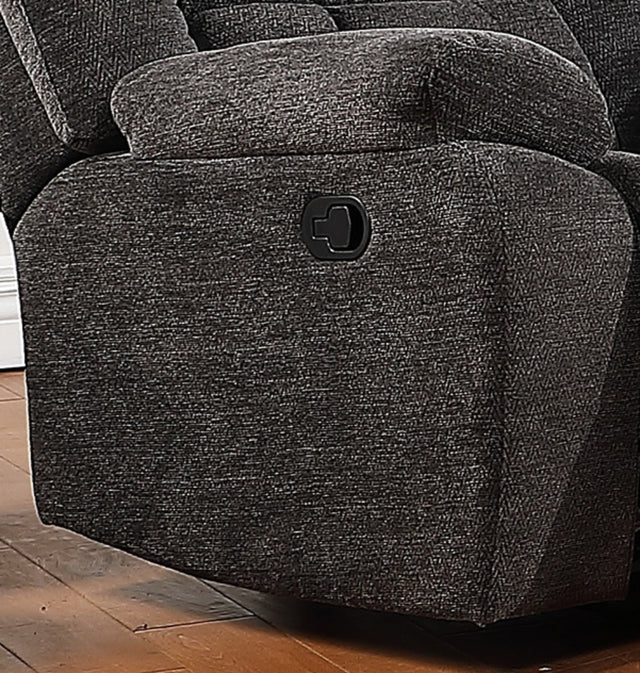Chicago Manual Recliner Loveseat with Chenille Fabric in Dark Gray