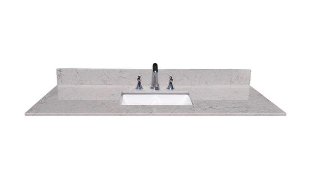 Montary carrara gray engineered stone vanity top side backsplash