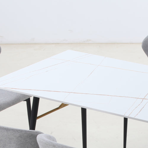 63'' Dining Table Small Space Kitchen Table Porcelain Desk Top White
