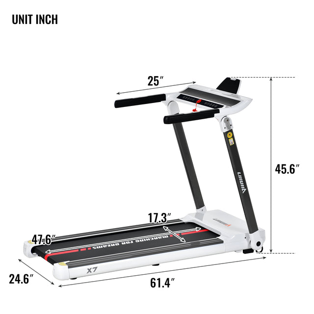 Portable Compact Treadmill;Electric Motorized 3.5HP;14KM/H;Medium Running Machine Motorised Gym 330lbs;Foldable for Home Gym Fitness Workout Jogging Walking;Bluetooth Speaker APP FITIME