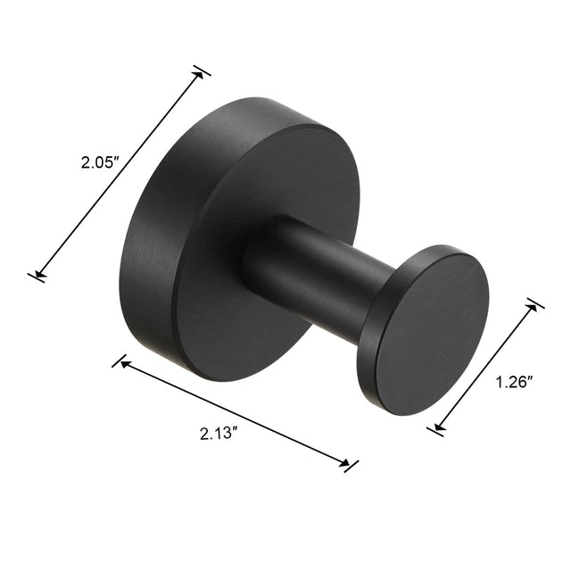 Round Base with Screws- Matte Black Towel Hook, 2 Pack, for Entry Shoe Cabinet, Wardrobe Bathroom Bedroom Furniture Hardware