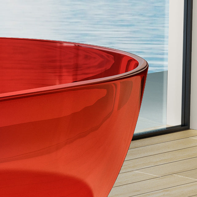 69 inch Transparent red solid surface bathtub for bathroom