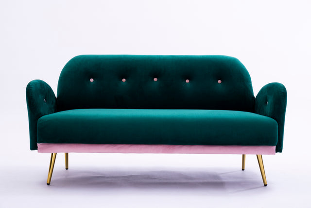 2156 sofa includes 2 pillows 58" green velvet sofa for small spaces