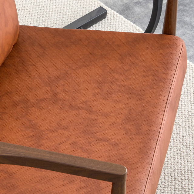 Sofa Chair Set of 2.PU Leather Accent Arm Chair Mid Century Modern Upholstered Armchair with Imitation solid wood Walnut color Metal Frame Extra-Thick Padded Backrest and Seat Cushion Sofa Chairs