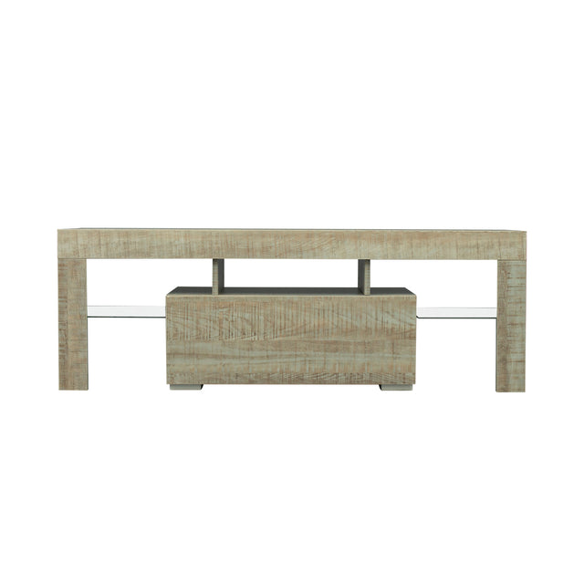 TV Stand with LED RGB Lights,Flat Screen TV Cabinet, Gaming Consoles - in Lounge Room, Living Room and Bedroom,GREY OAK